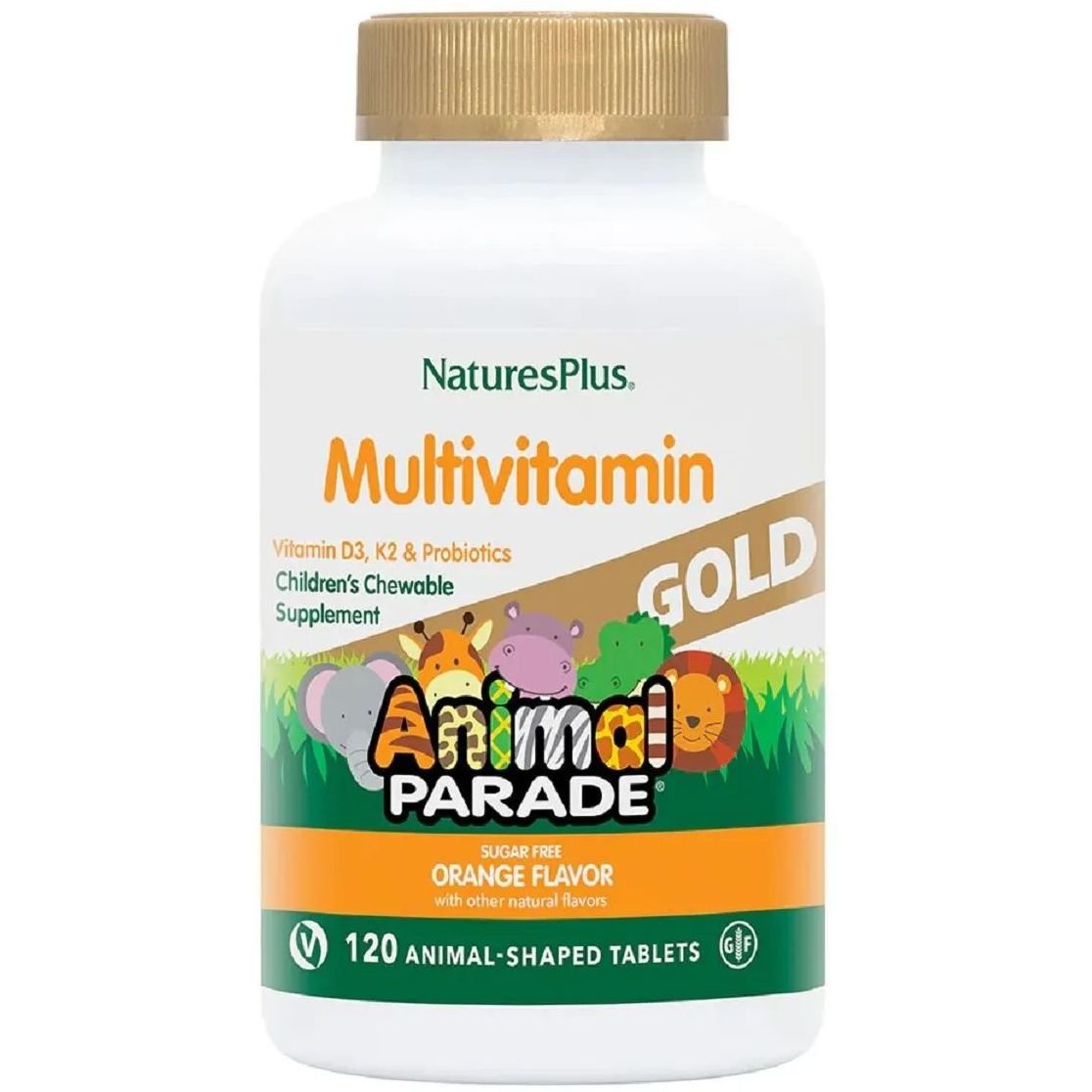 Мультивітаміни для дітей NaturesPlus Animal Parade Gold Апельсин 120 жувальних таблеток - фото 1