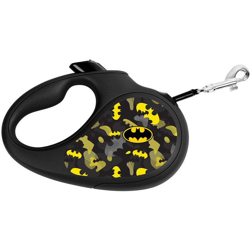 Поводок-рулетка для собак Waudog R-leash Бэтмен Узор, светоотражающий, S, до 15 кг, 5 м, черный - фото 1