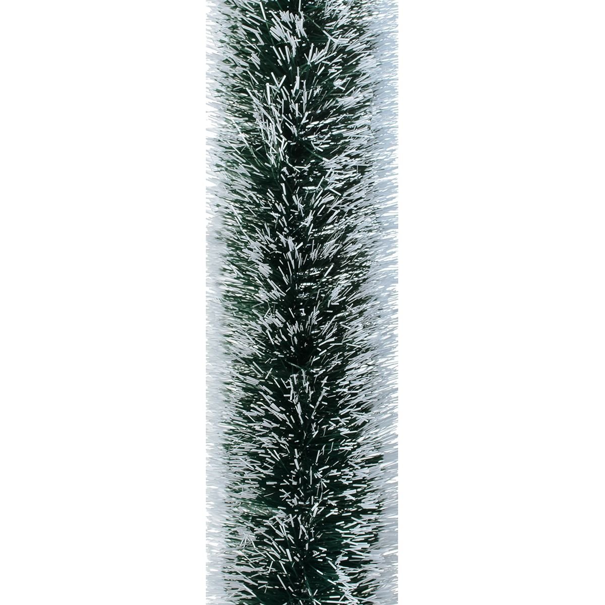 Мішура Novogod'ko 10 см 3 м зелена з білими кінчиками (980324) - фото 1