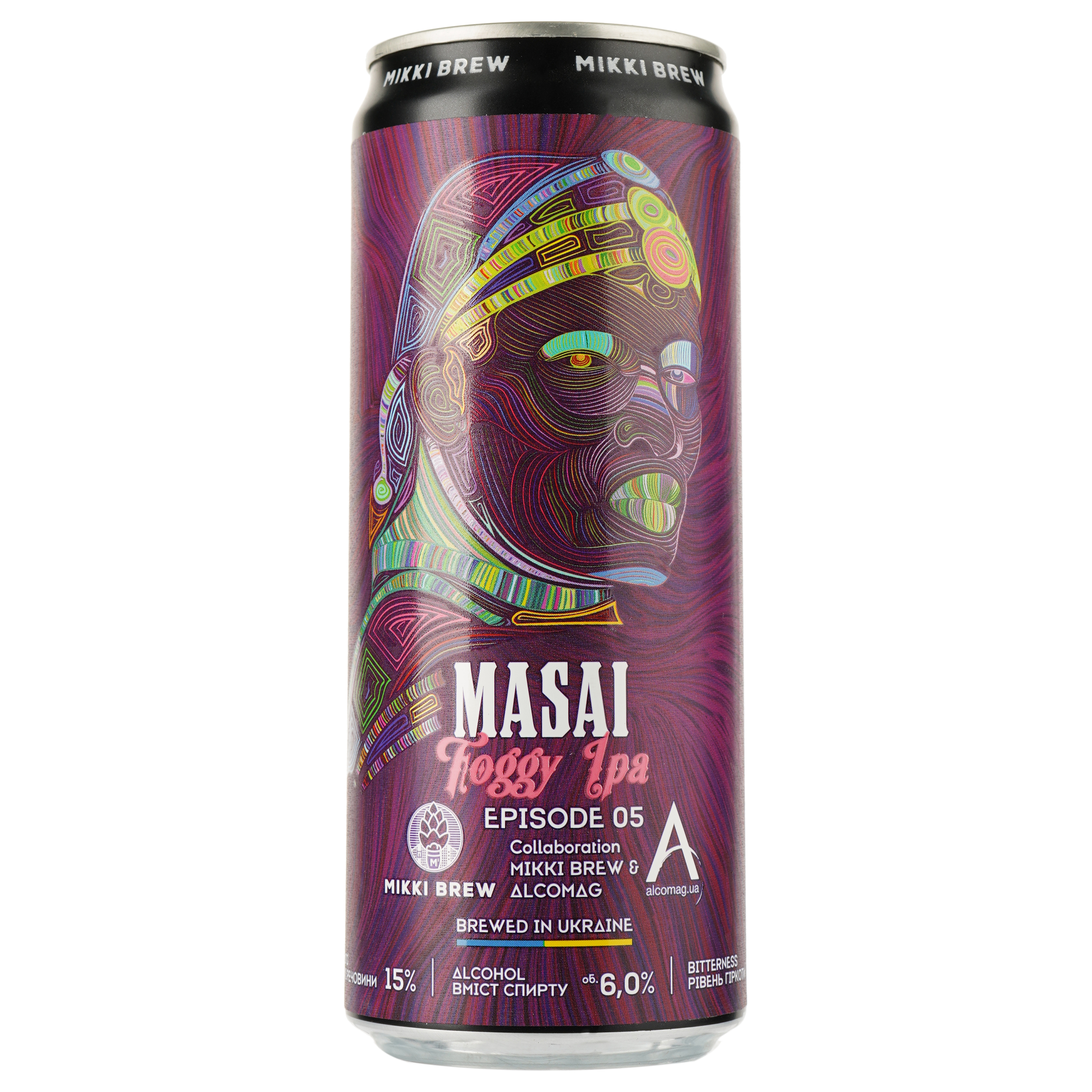Пиво Mikki Brew Masai, світле, нефільтроване, 6%, з/б, 0,33 л - фото 1