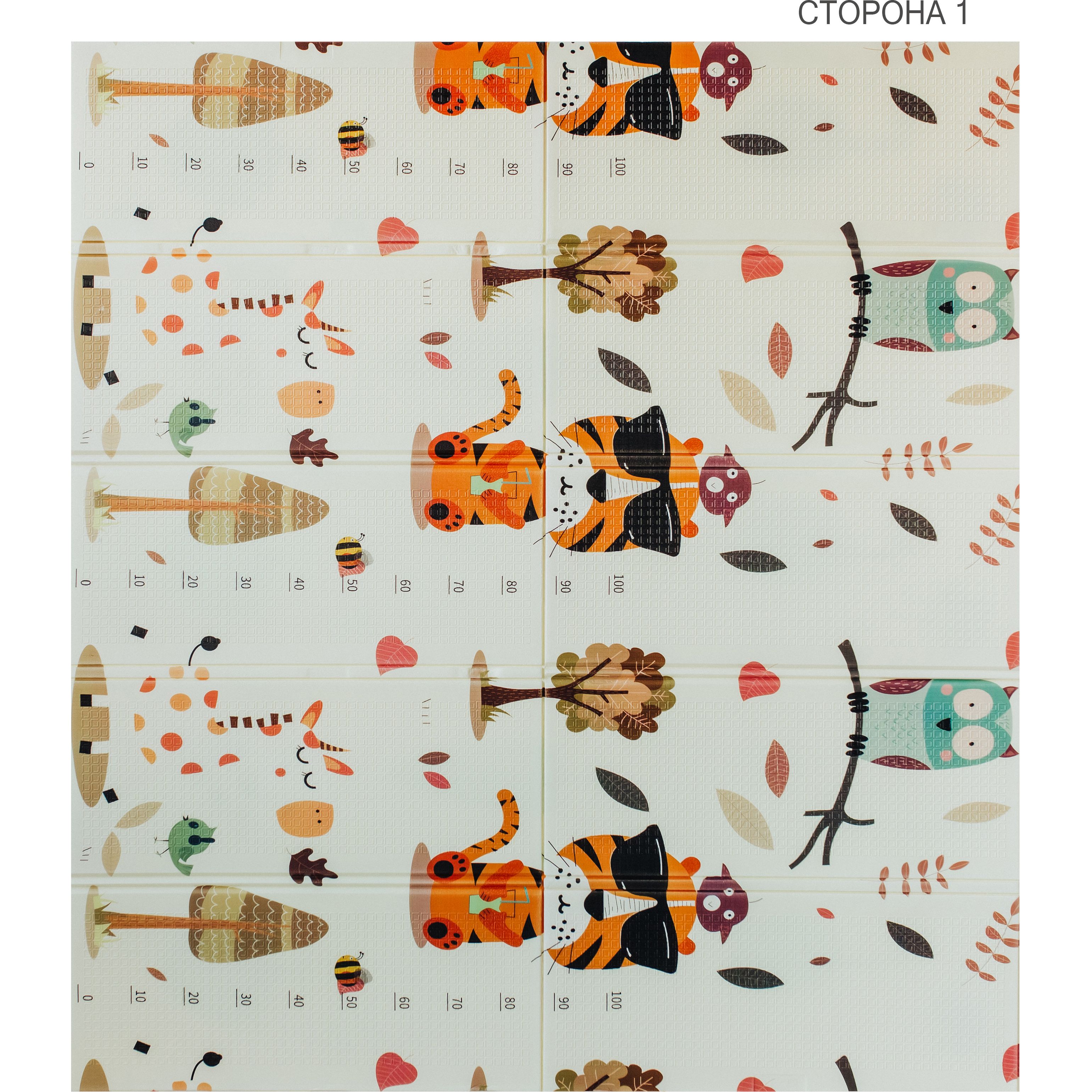 Детский коврик Poppet Тигренок в лесу и Мир животных двухсторонний складной 200х180x1 см (PP020-200) - фото 2