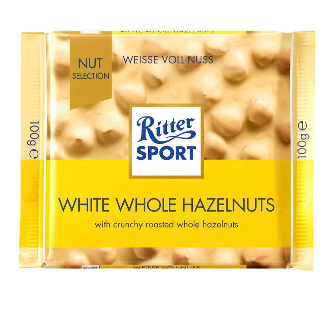 Белый шоколад Ritter Sport с цельными лесными орехами, 100 г (686643) - фото 1