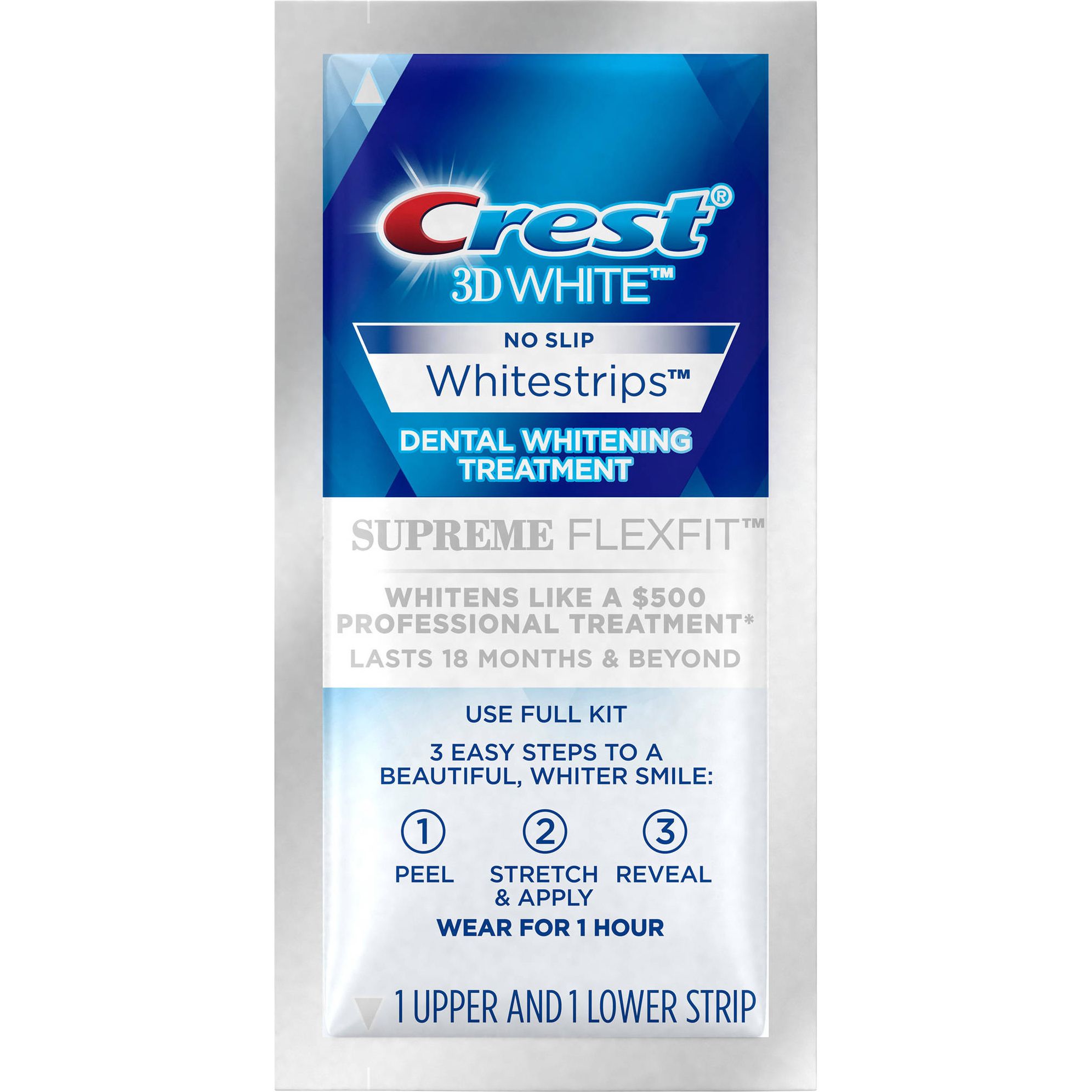Смужки для відбілювання зубів Crest 3D White Whitestrips Supreme FlexFit 1 процедура - фото 1