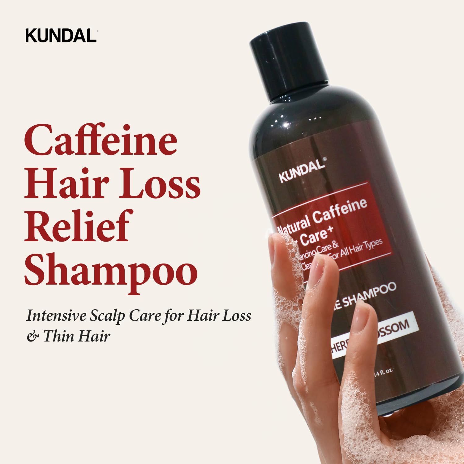 Шампунь Kundal Natural Caffeine Scalp Care Shampoo Cherry Blossom против выпадения волос с ароматом вишневого цвета натуральный 500 мл - фото 2