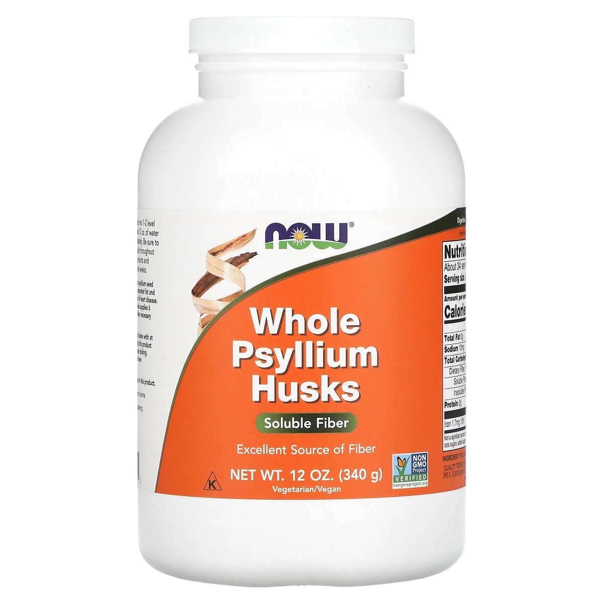 Цельная шелуха подорожника Now Foods Whole Psyllium Husk 340 г - фото 1