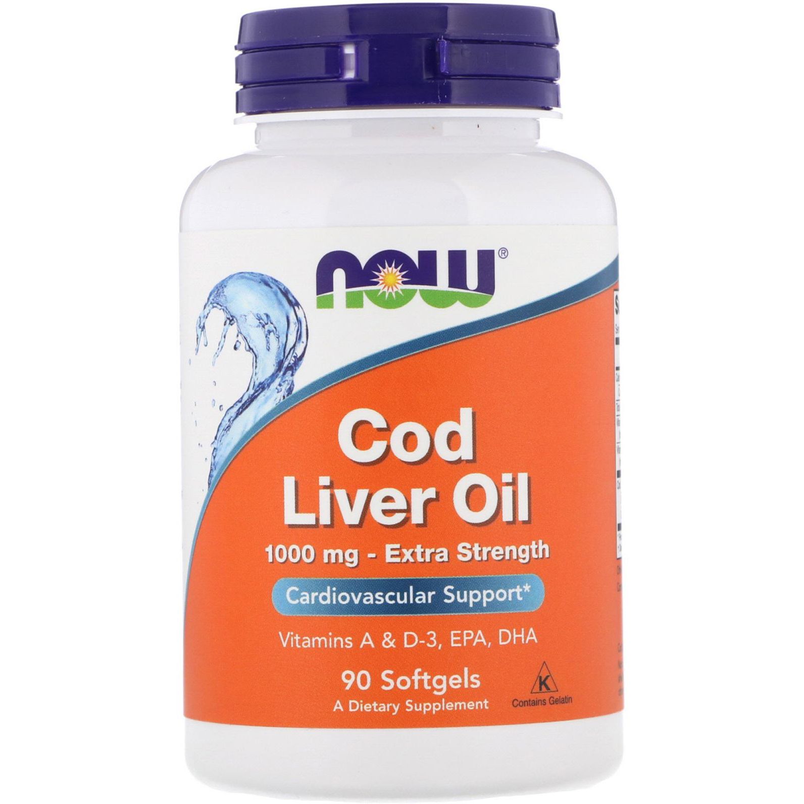 Масло печени трески Now Foods Cod Liver Oil 1000 мг 90 капсул - фото 1