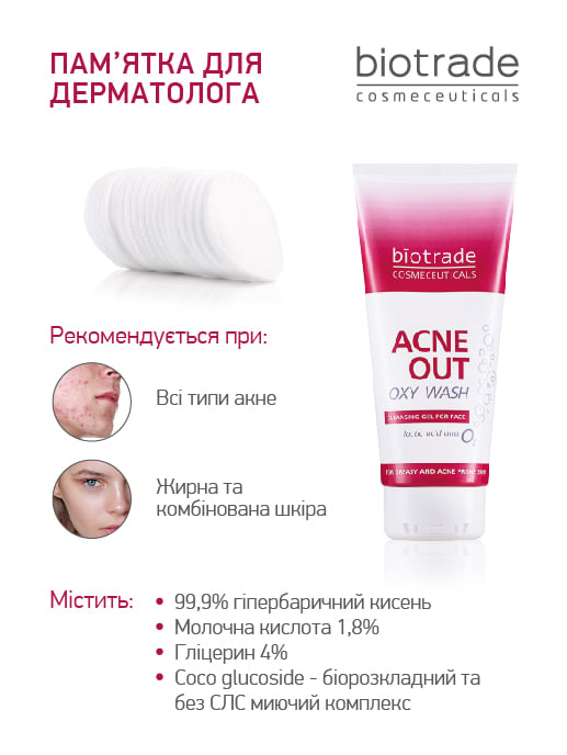 Очищающий гель Biotrade Acne Out Oxy Wash Cleansing Gel 50 мл - фото 4