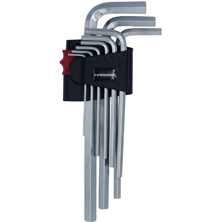 Набір Г-подібних ключів Haisser HEX 1.5-10 мм подовжених 9 шт. (102889) - фото 1