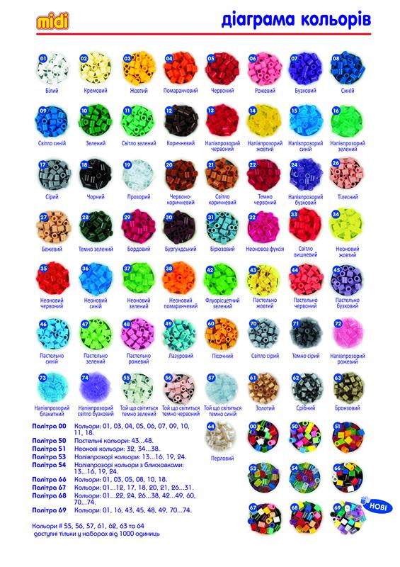 Термомозаїка Hama Набір кольорових намистин Midi 5+, 3000 шт., 50 кольорів (209-68) - фото 2