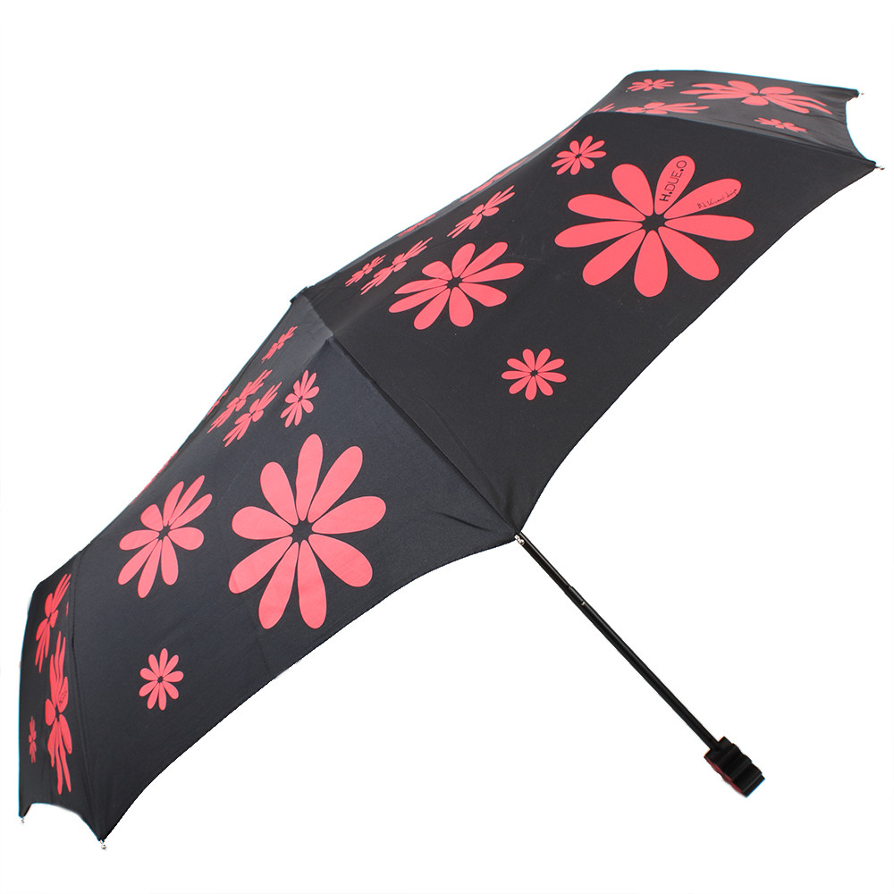 Жіноча складана парасолька механічна H.DUE.O 98 см чорна - фото 2