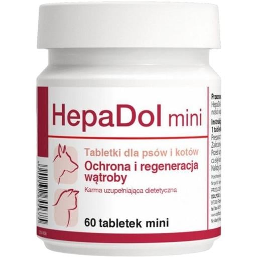 Вітамінно-мінеральна добавка Dolfos HepaDol mini для захисту та відновлення печінки у собак та котів, 60 міні таблеток - фото 1