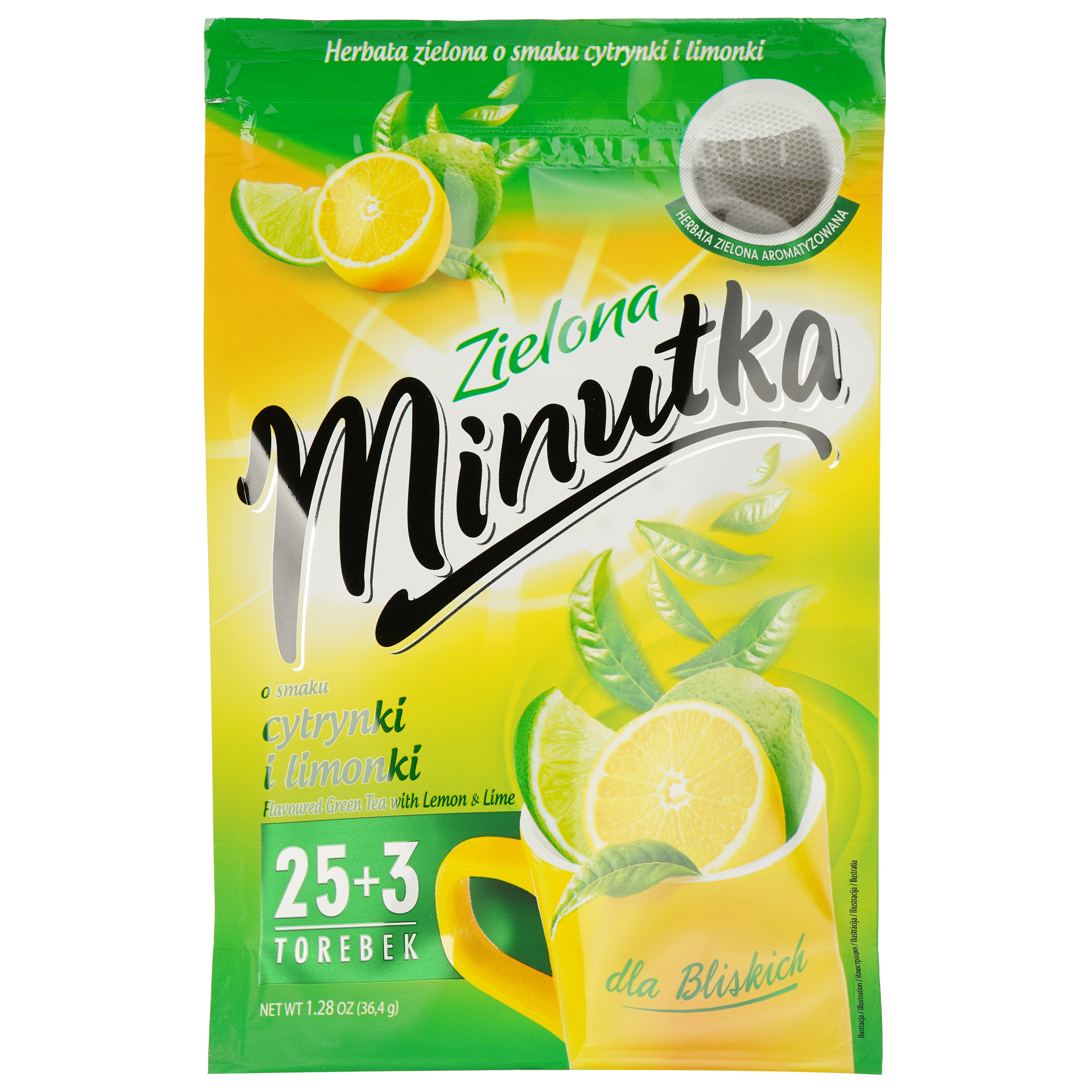 Чай зелений Minutka, смак лимона та лайма, 36,4 г - фото 1