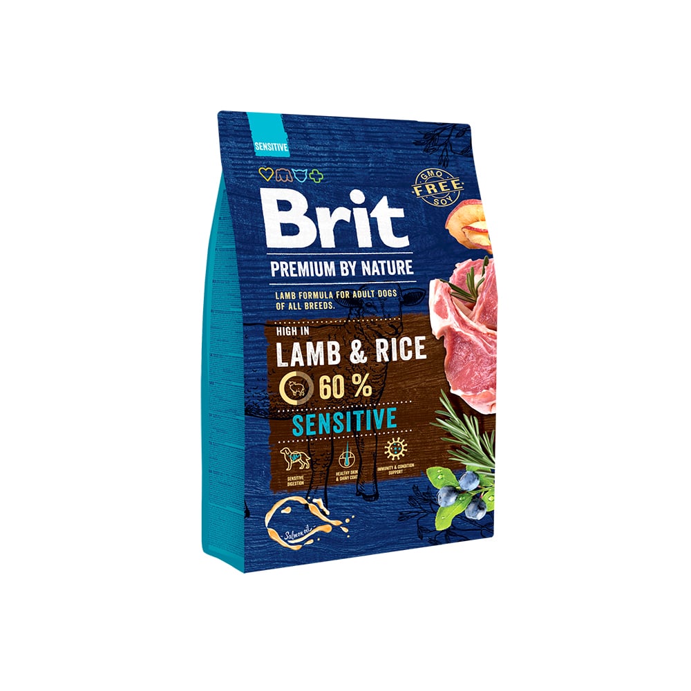 Сухий корм для собак з чутливим травленням Brit Premium Dog Sensitive Lamb, з ягням, 3 кг - фото 1