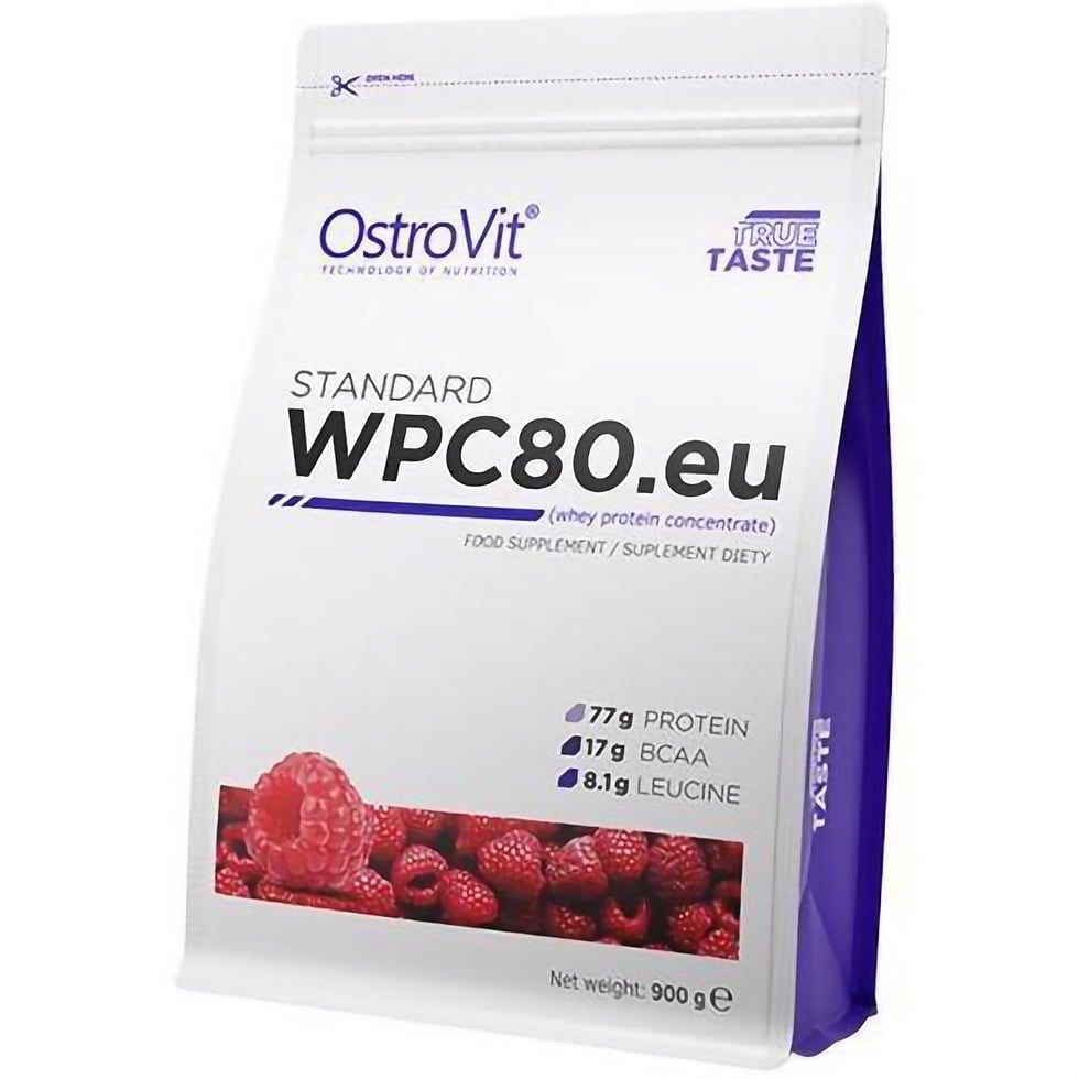 Протеин OstroVit Standaed WPC80.eu Raspberry 900 г - фото 1