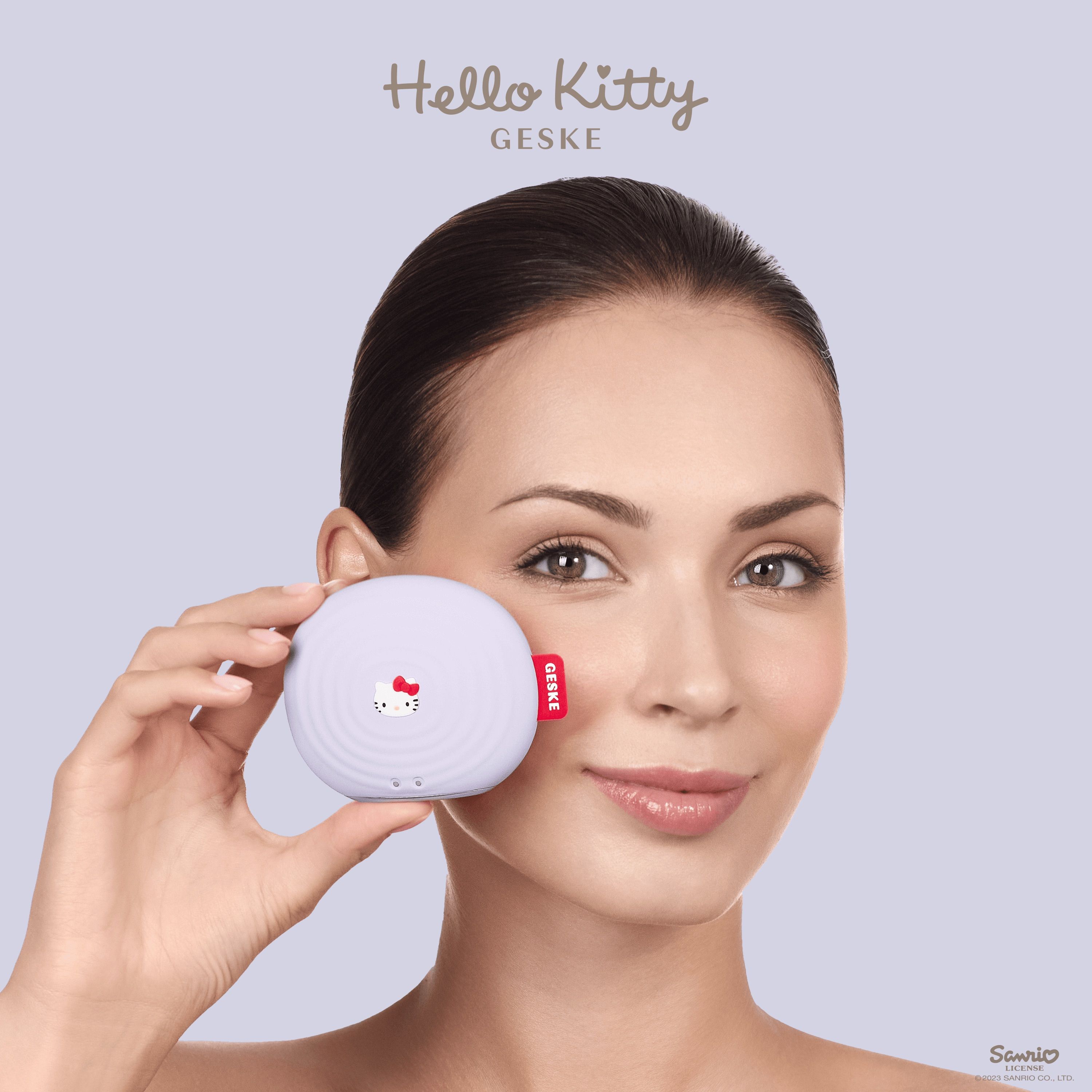 Электронная звуковая щетка для лица GESKE Sonic Facial Brush 4 в 1 by Hello Kitty фиолетовая - фото 7