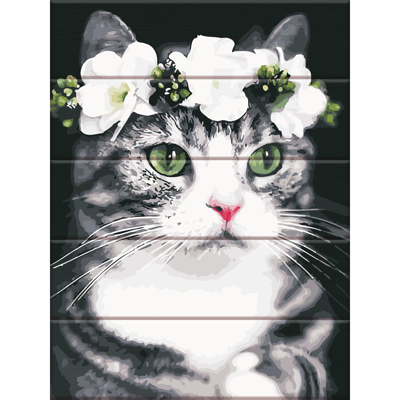 Картина по номерам на дереве Романтическая кошка ArtStory 30х40 см разноцветная 000221579 - фото 1