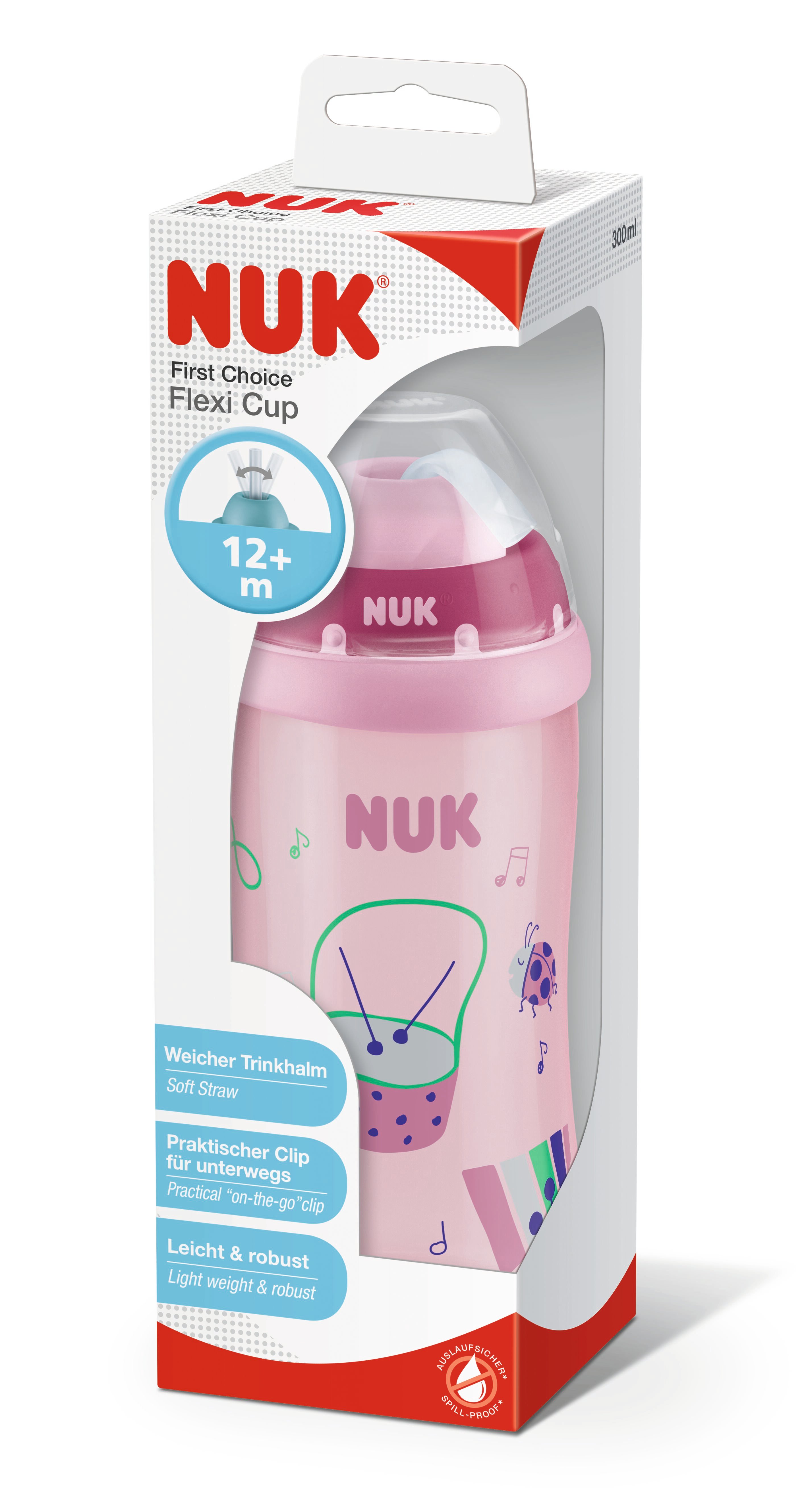 Поїльник Nuk First Choice Flexi Cup, c силіконовою трубочкою, 300 мл, рожевий (3954045) - фото 2