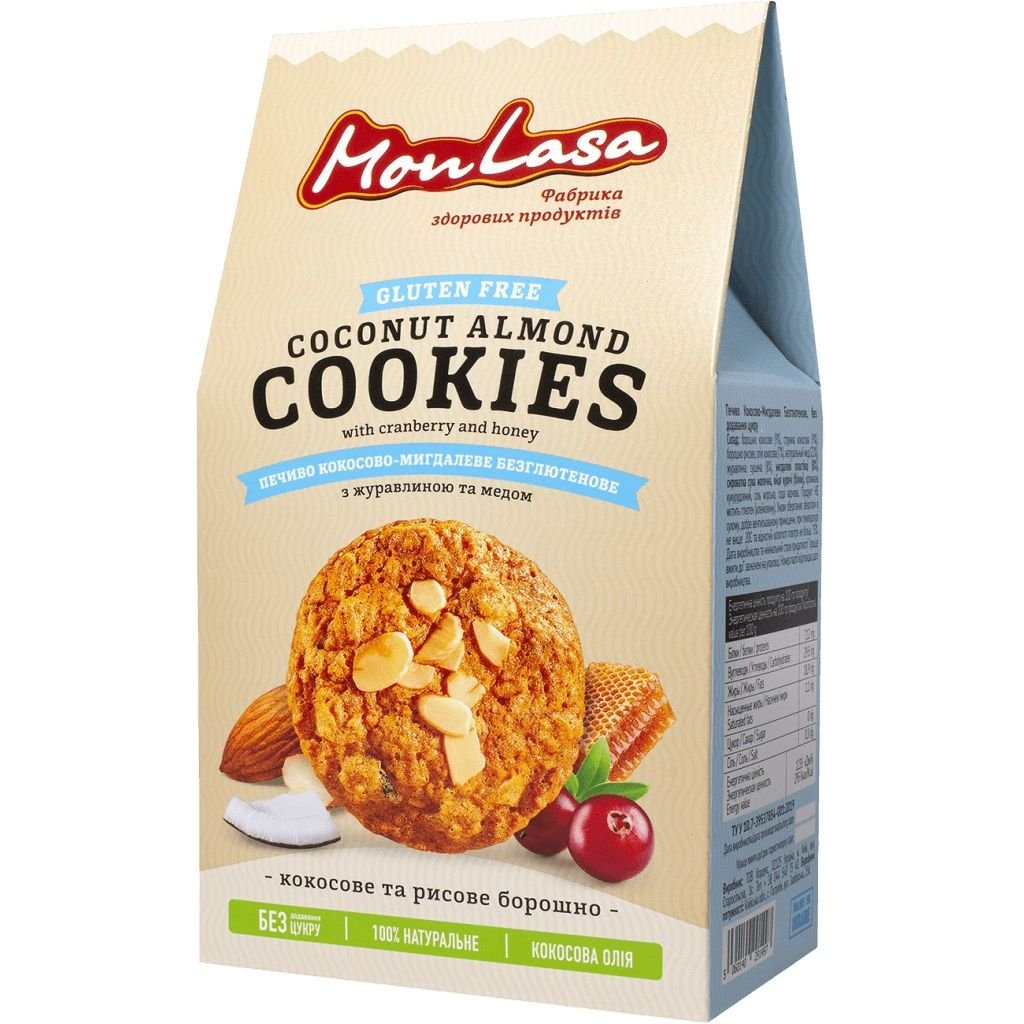 Печиво MonLasa Кокосово-мигдалеве безглютенове 120 г - фото 1