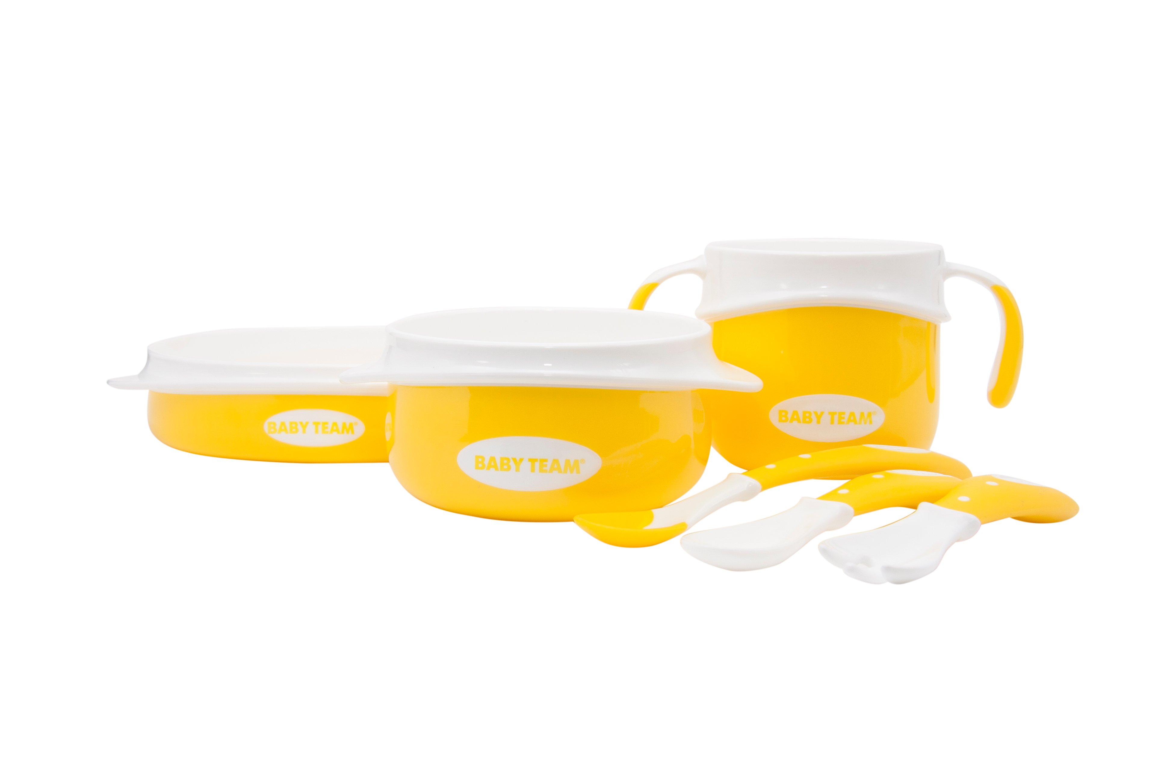 Набір дитячого посуду Baby Team, з нагрудником, жовтий (6090) - фото 11