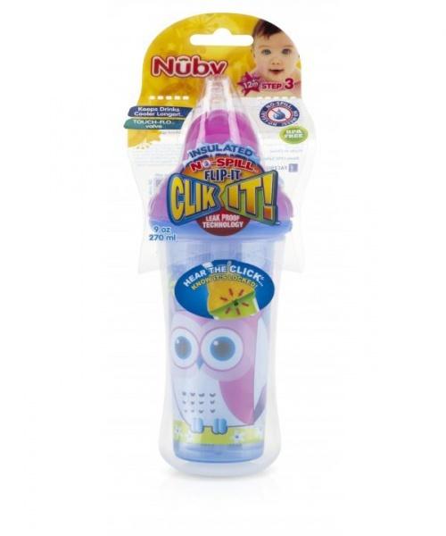 Поильник Nuby Click-it с трубочкой, 270 мл, фиолетовый с голубым (10096owl) - фото 2