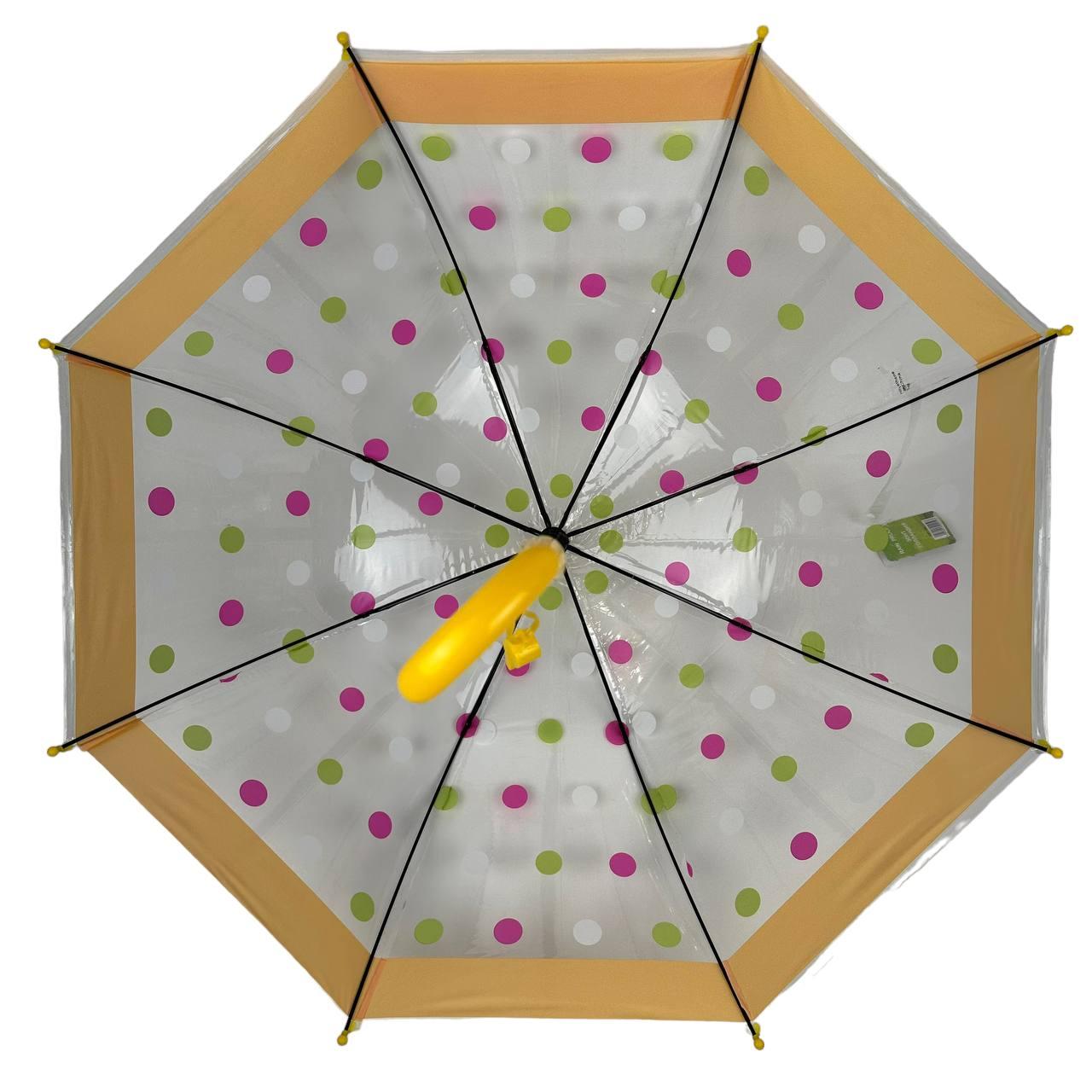 Дитяча парасолька-палиця напівавтомат Rain 75 см жовта - фото 3