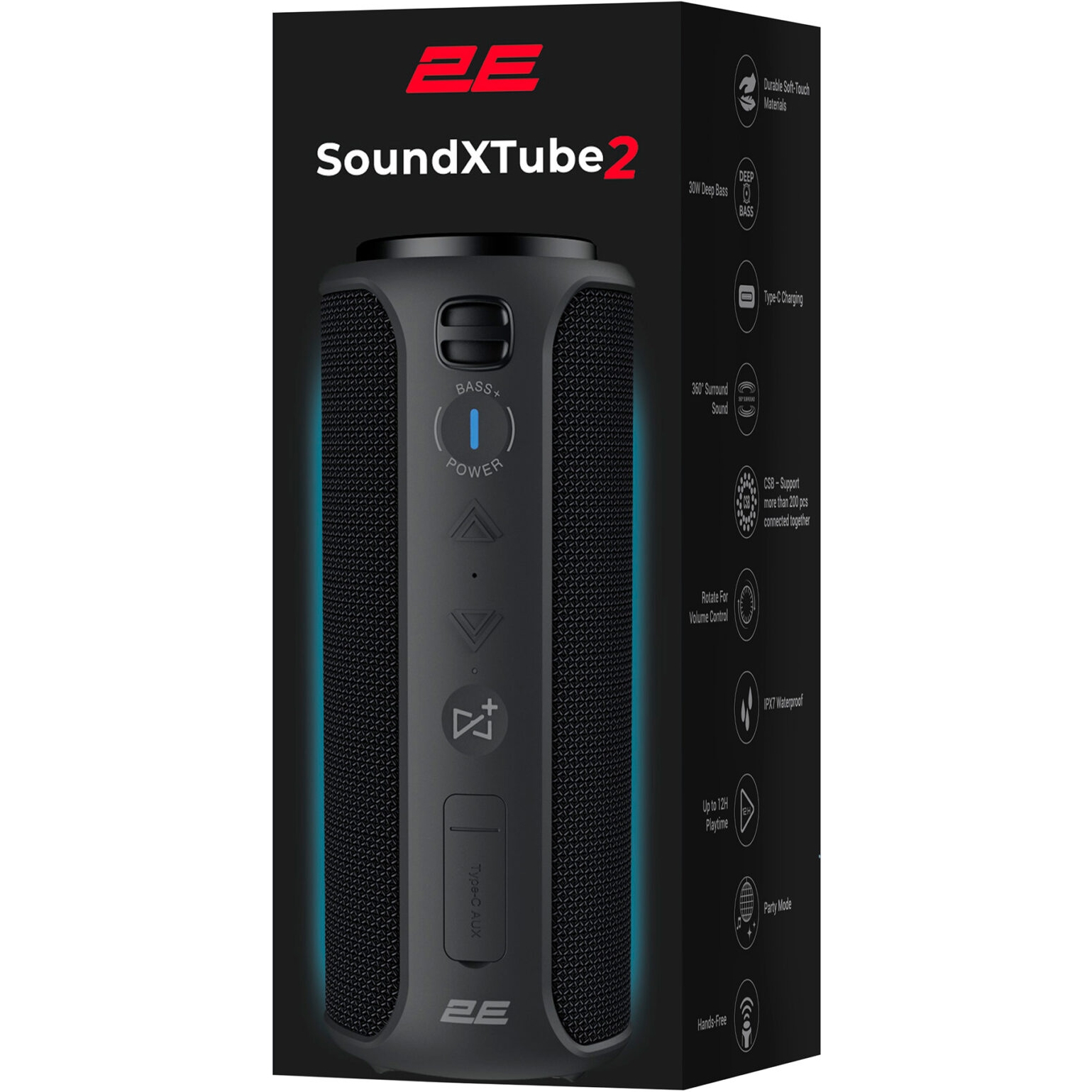 Портативная колонка 2E SoundXTube2 Black - фото 6