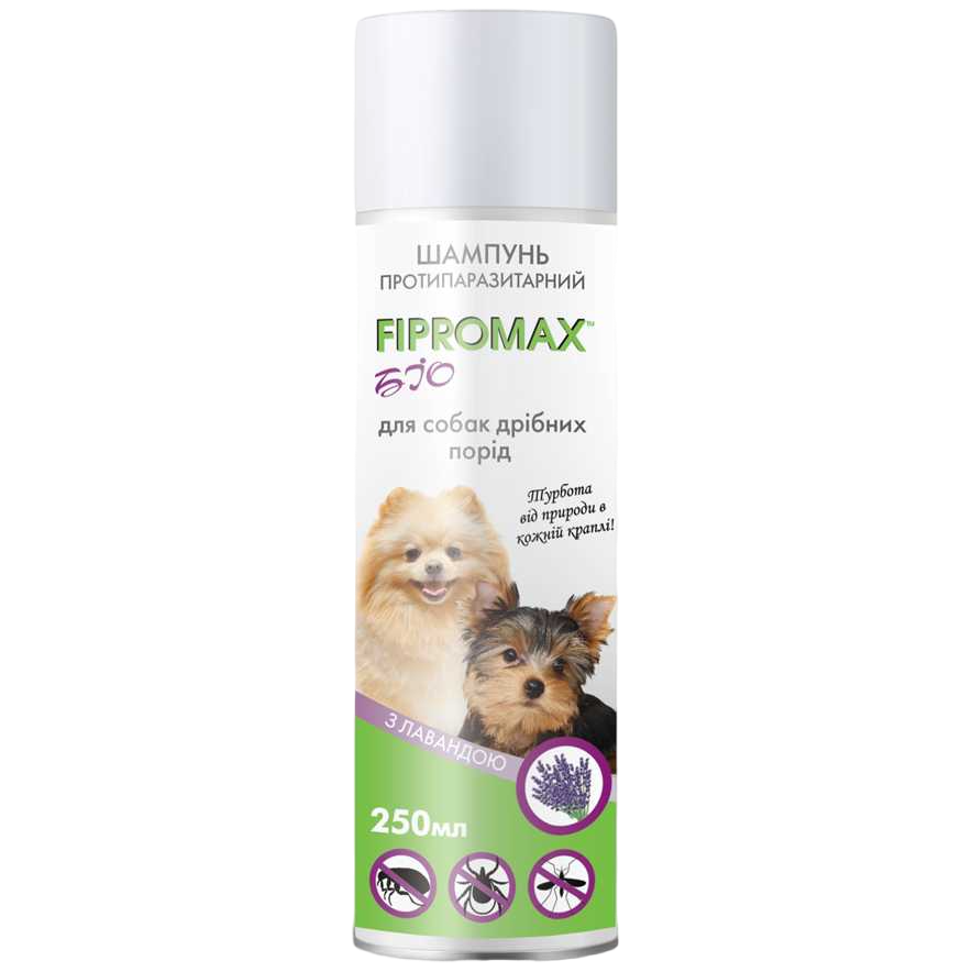 Шампунь для дрібних собак Fipromax БІО проти бліх та кліщів, з лавандою, 250 мл - фото 1