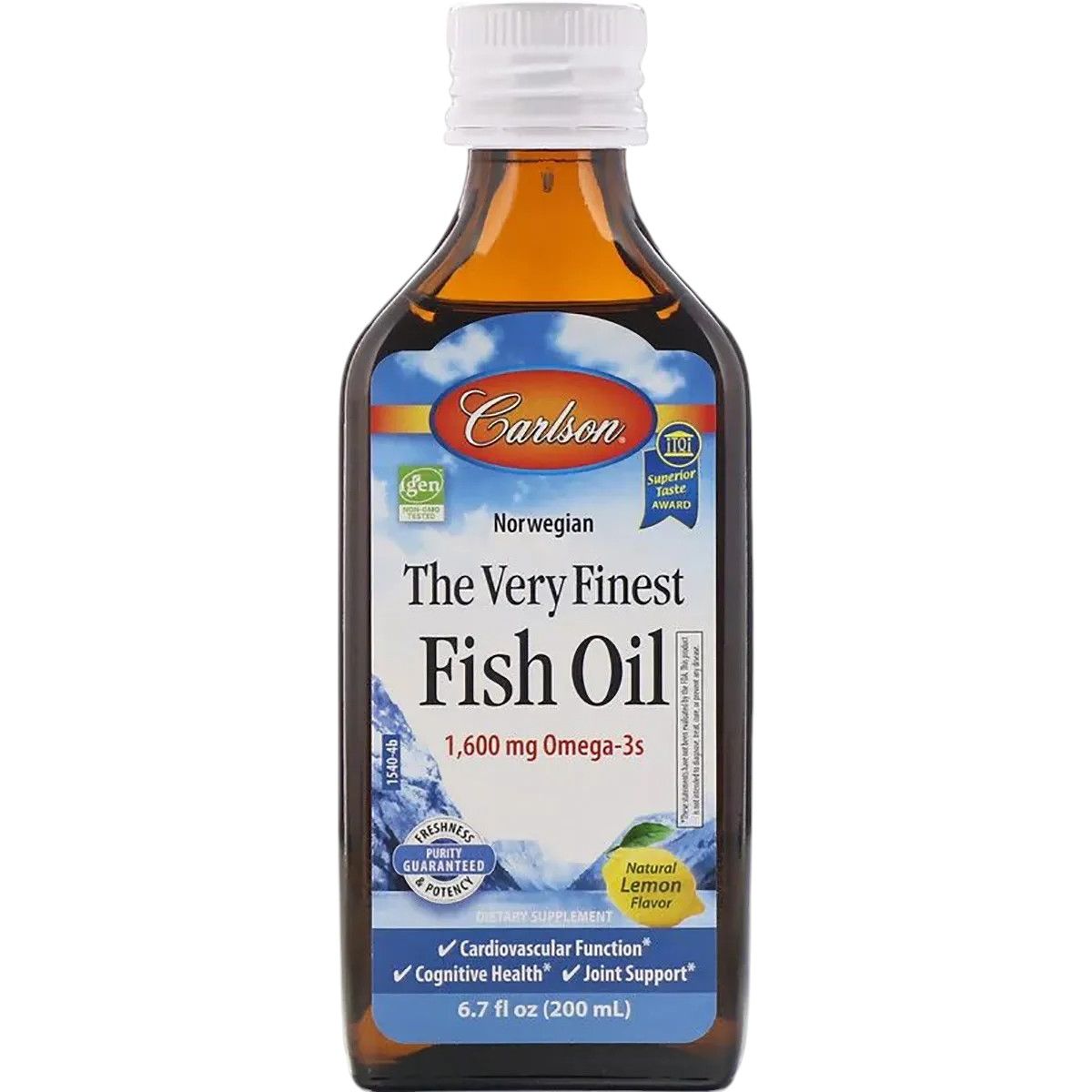 Норвежський риб’ячий жир Carlson The Very Finest Fish Oil Lemon смак лимона 200 мл - фото 1