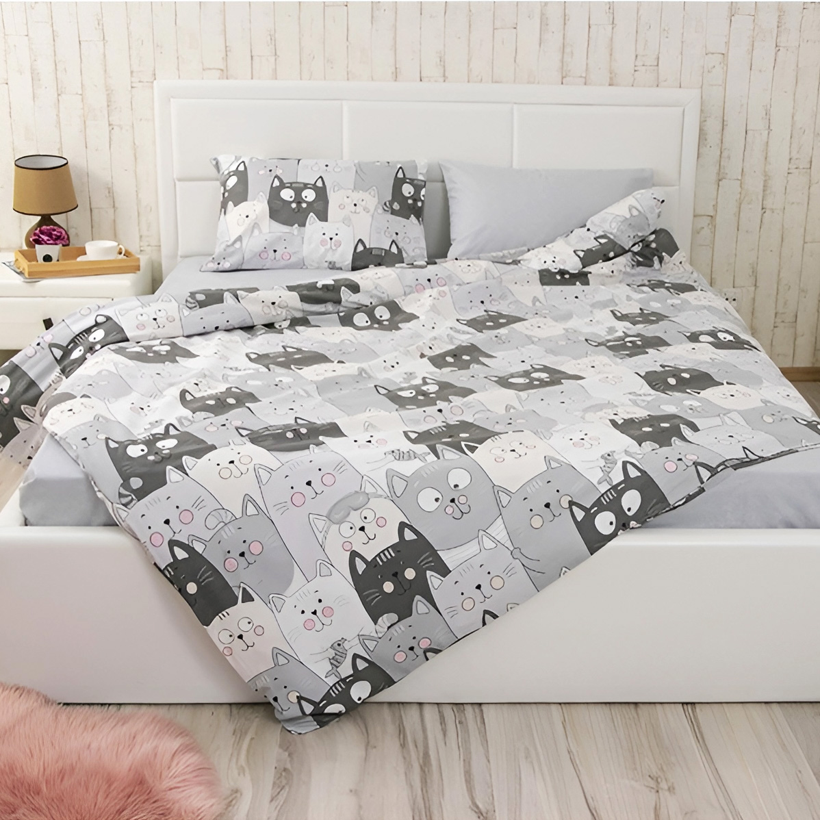 Комплект постельного белья Руно Grey Cat бязь набивная полуторный серый (1.114Б_GreyCat) - фото 1
