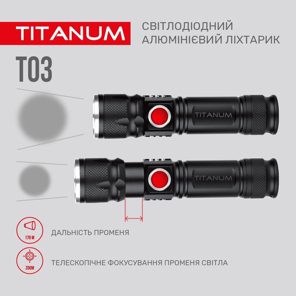 Фонарь портативный Videx Titanum 230 Lm 6500 K (TLF-T03) - фото 5