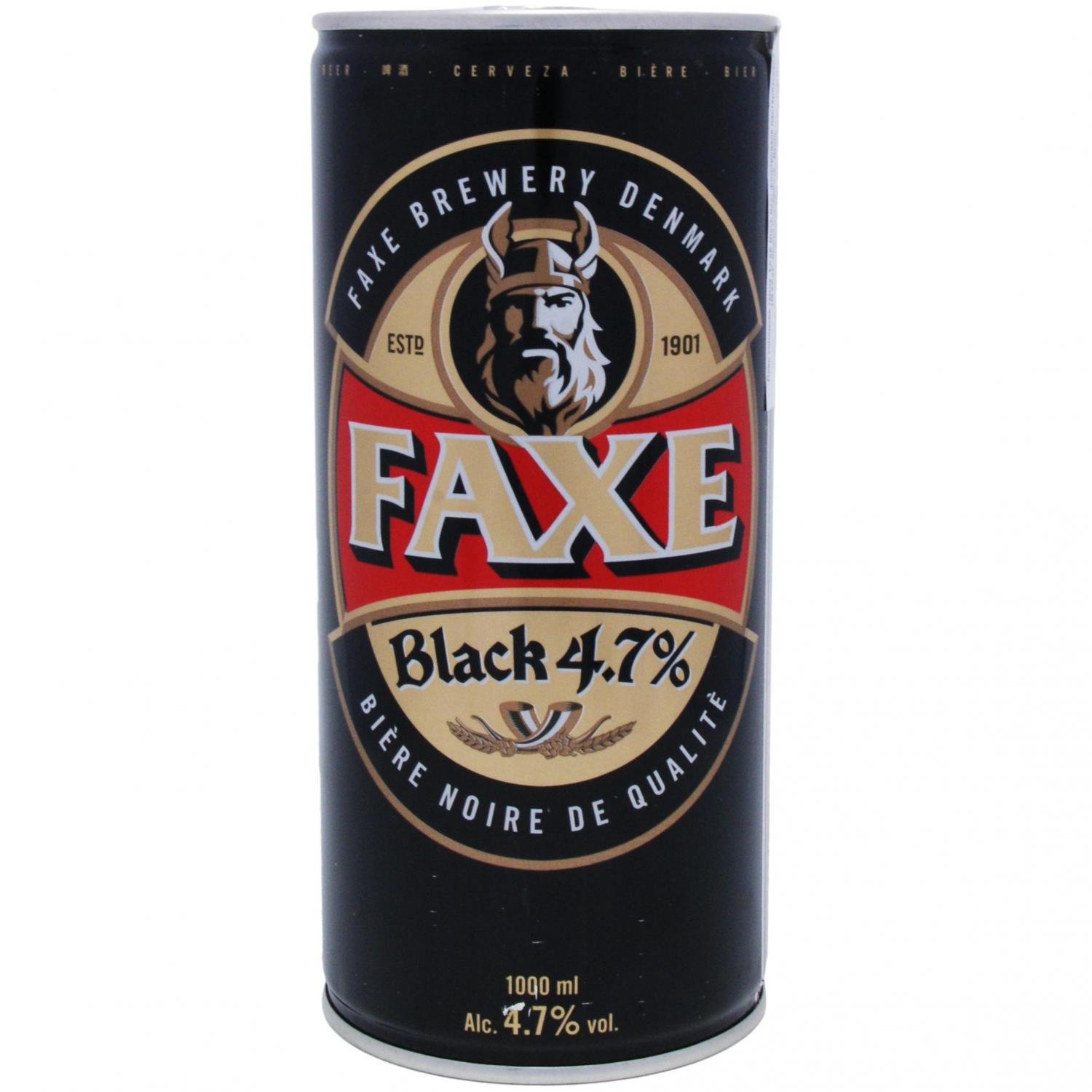 Пиво Faxe Black, темное, 4,7%, ж/б, 1 л (549927) - фото 1