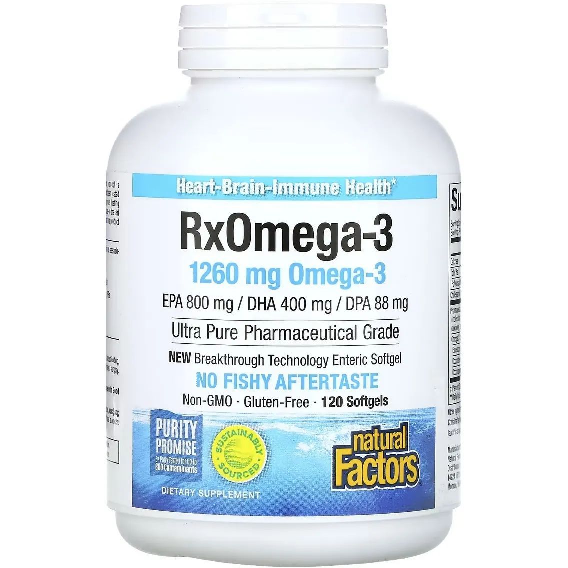 Омега-3 Natural Factors RxOmega-3, 1260 мг 120 гелевих капсул - фото 1