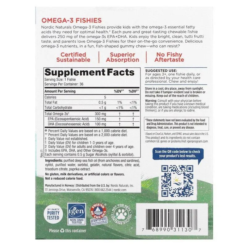 Риб'ячий жир Nordic Naturals Nordic Omega-3 Fishies для дітей фрукти 300 мг 36 желе - фото 2