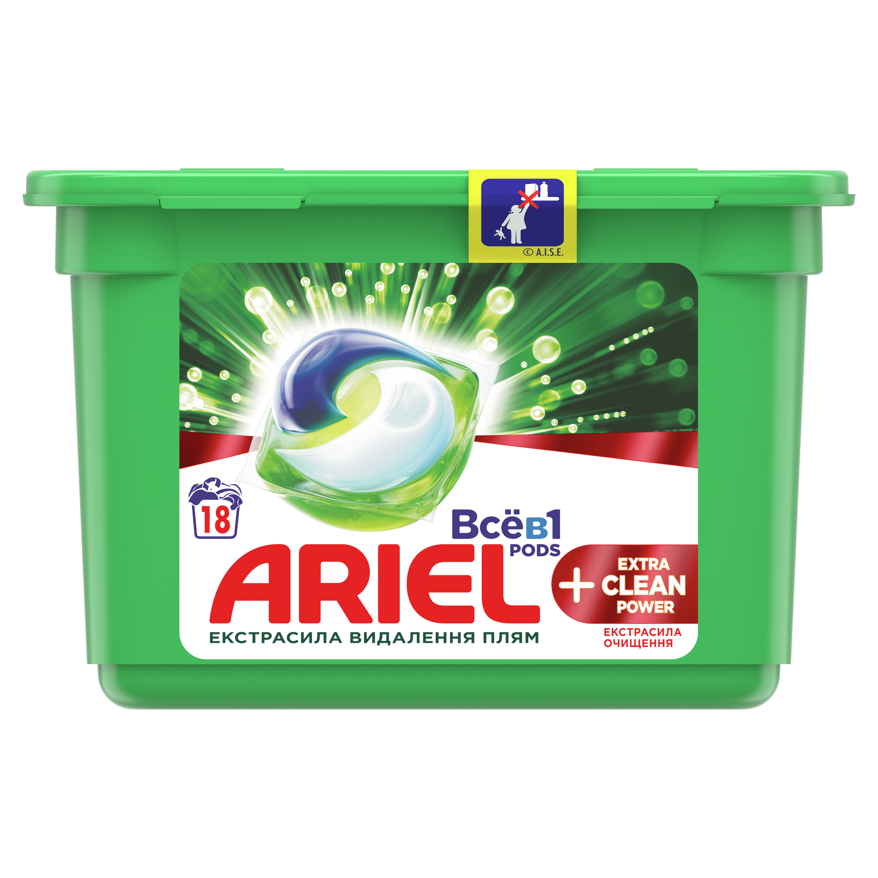 Капсули для прання Ariel Pods Все-в-1 + Екстра OXI Effect, 18 шт (81763739) - фото 1