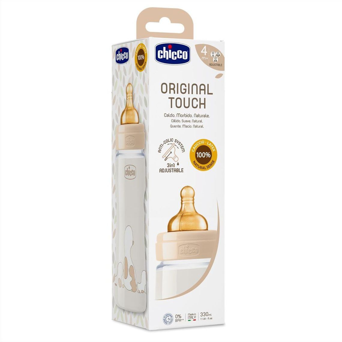 Пляшечка для годування Chicco Original Touch, з латексною соскою, 330 мл, бежевий (27634.30) - фото 4