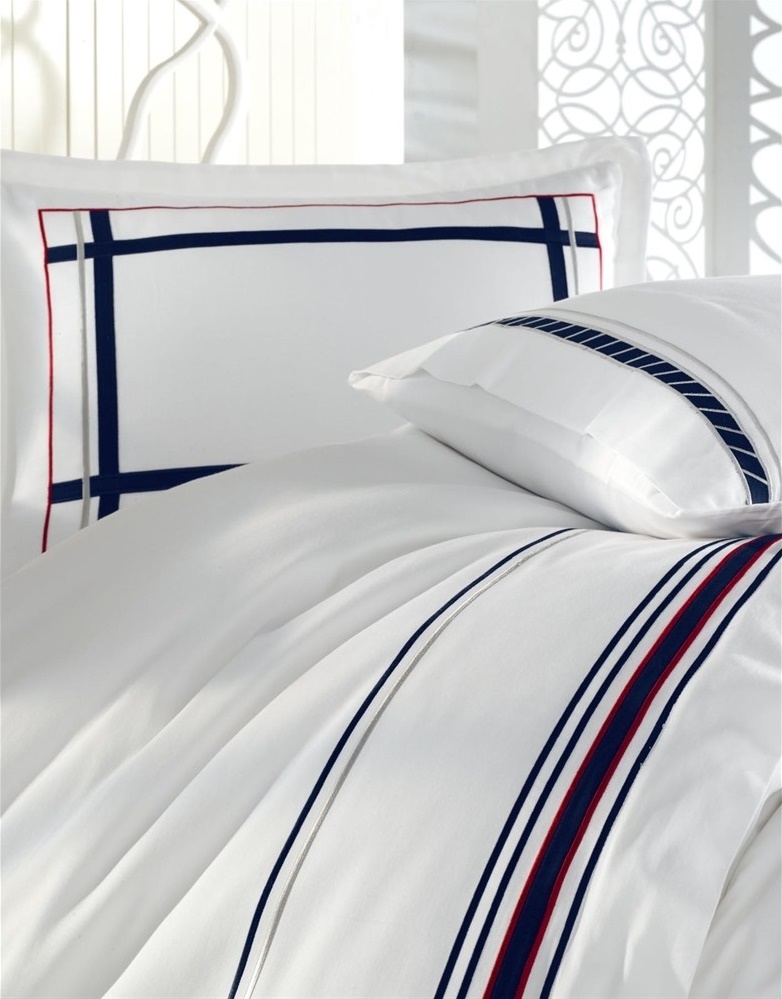 Комплект постельного белья Dantela Vita Trend сатин с вышивкой евро (svt-2000022295154) - фото 2
