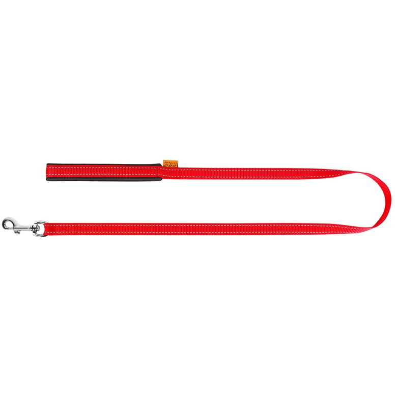 Повідець для собак Dog Extremе, нейлоновий, з прогумованою ручкою, 122х2,5 см, червоний - фото 2