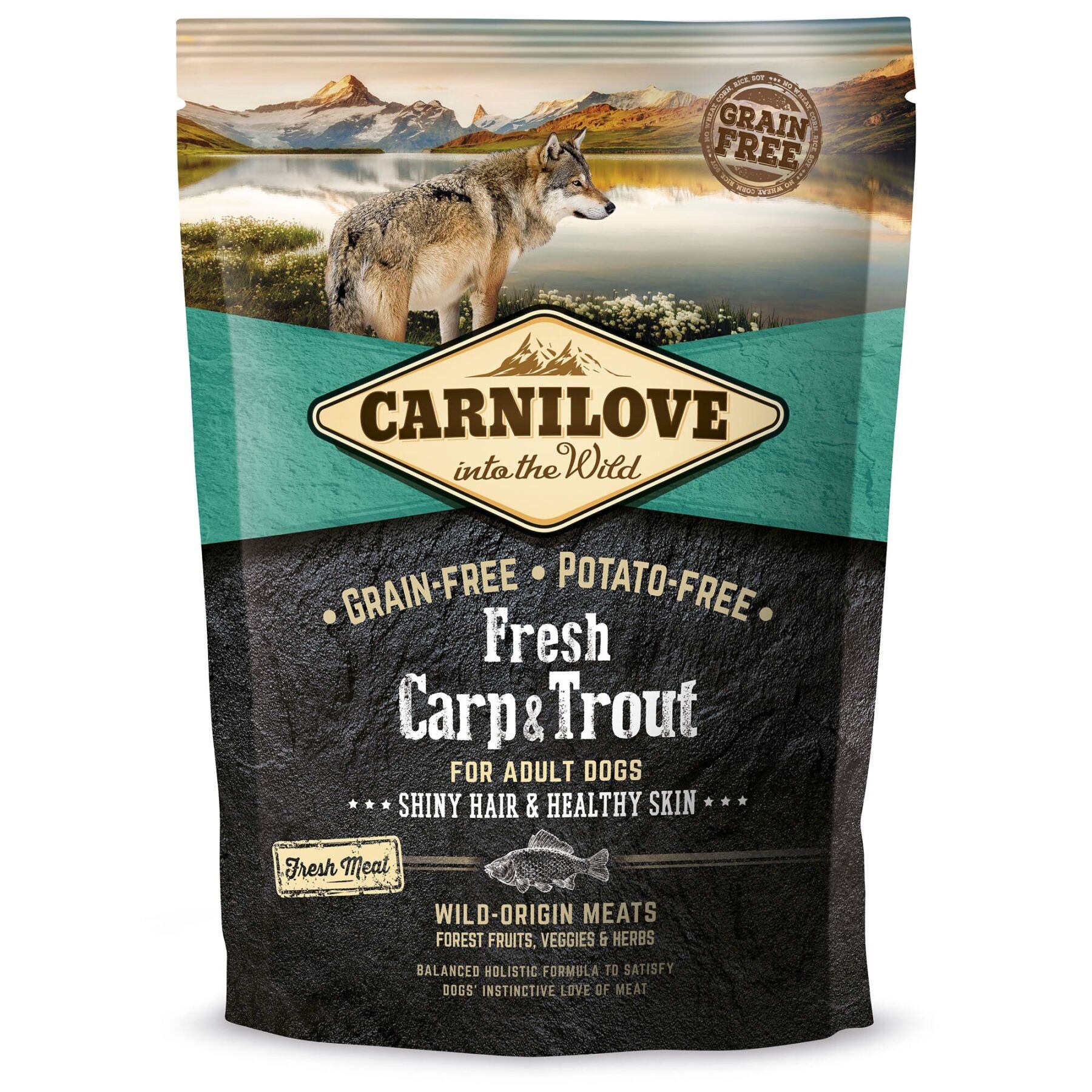 Сухий корм для дорослих собак всіх порід Carnilove Fresh Carp & Trout for Adult dogs, з коропом і фореллю, 1,5 кг - фото 1
