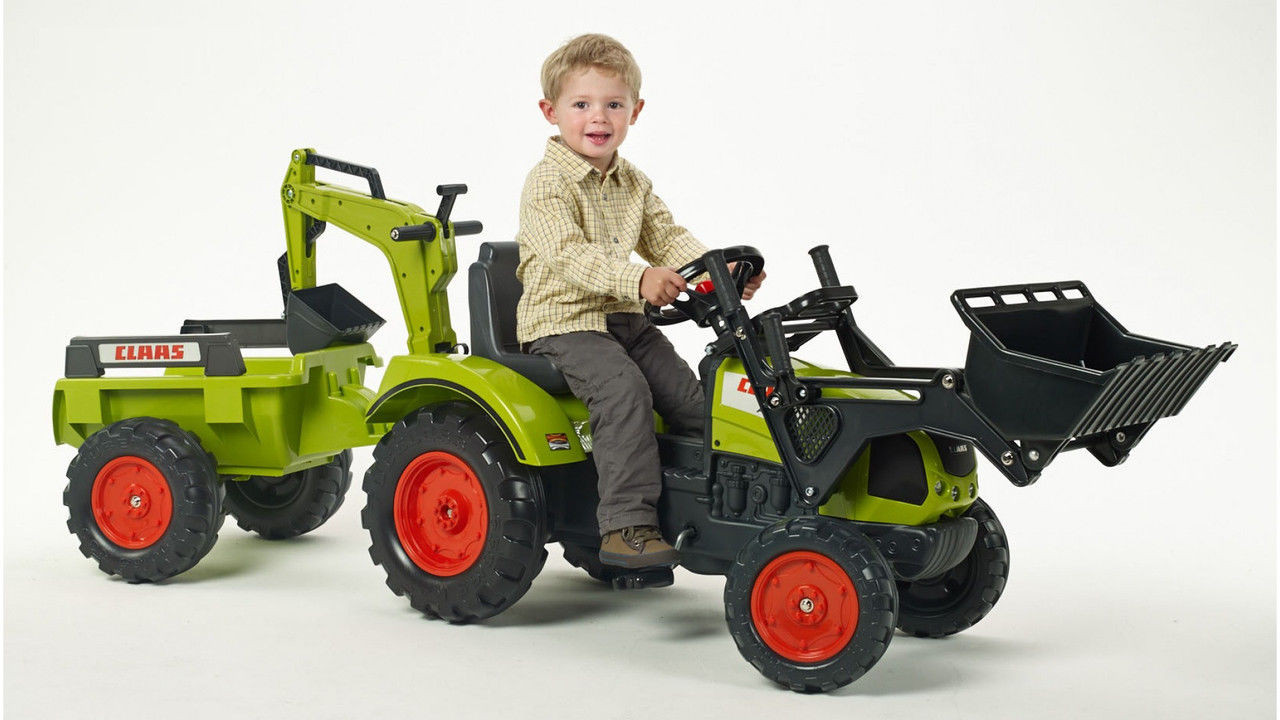 Детский трактор Falk Claas Arion на педалях с прицепом и 2 ковшами, зеленый (2070Y) - фото 4