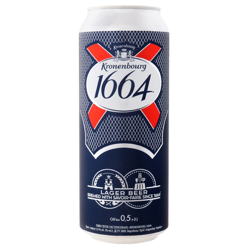 Пиво Kronenbourg 1664, світле, 5%, з/б, 0,5 л (859502) - фото 1