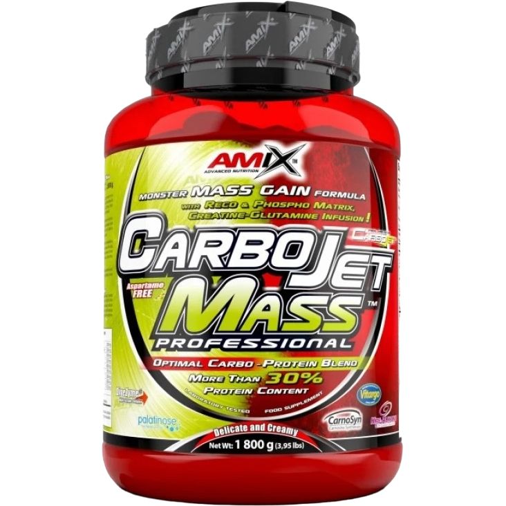 Высокобелковый гейнер Amix CarboJet Gain Mass Professional клубника-банан 1.8 кг - фото 1