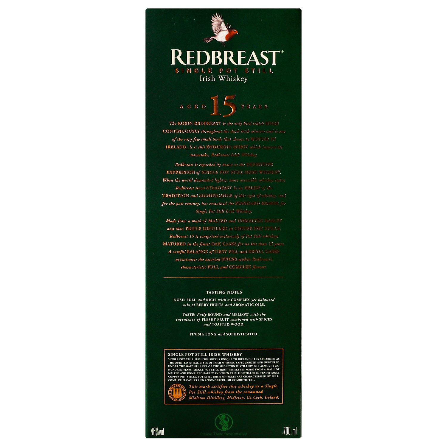 Виски Redbreast Irish Single Pot Still 15 yo 46% 0.7 л - фото 5