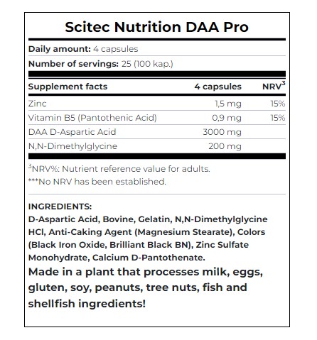 Бустер тестостерону Scitec Nutrition DAA Pro Black Edition 100 капсул - фото 2