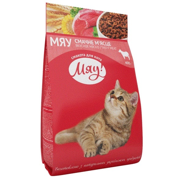 Сухой корм для кошек Мяу, с мясом, 400 г (B1210105) - фото 1