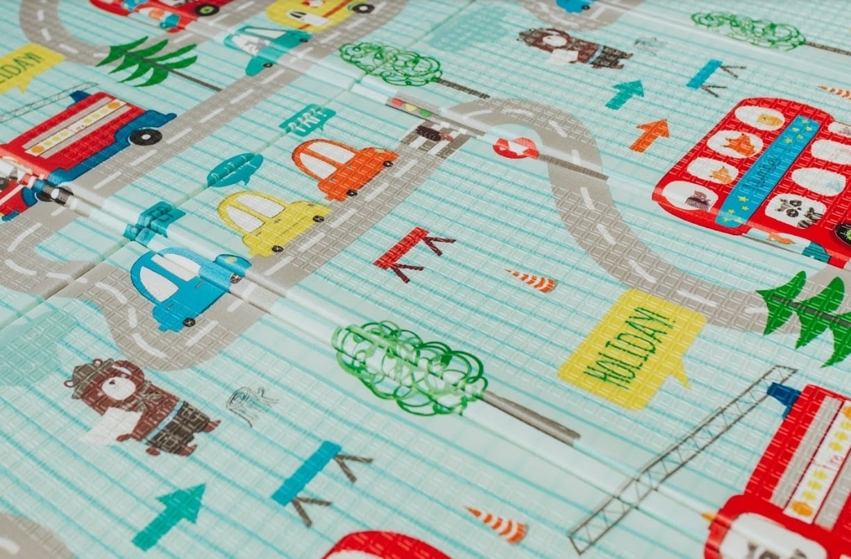 Дитячий двосторонній складаний килимок Poppet Транспорт і Зоопілоти, 150х180 см (PP005-150) - фото 5