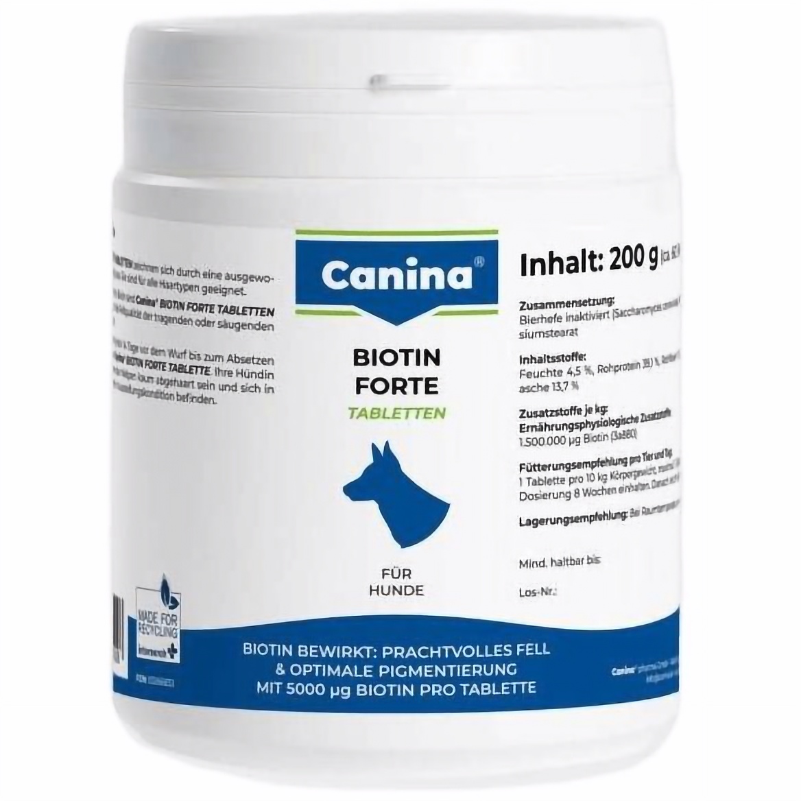 Вітаміни Canina Biotin Forte Tabletten для собак інтенсивний курс для шерсті 200 г, 60 пігулок - фото 1