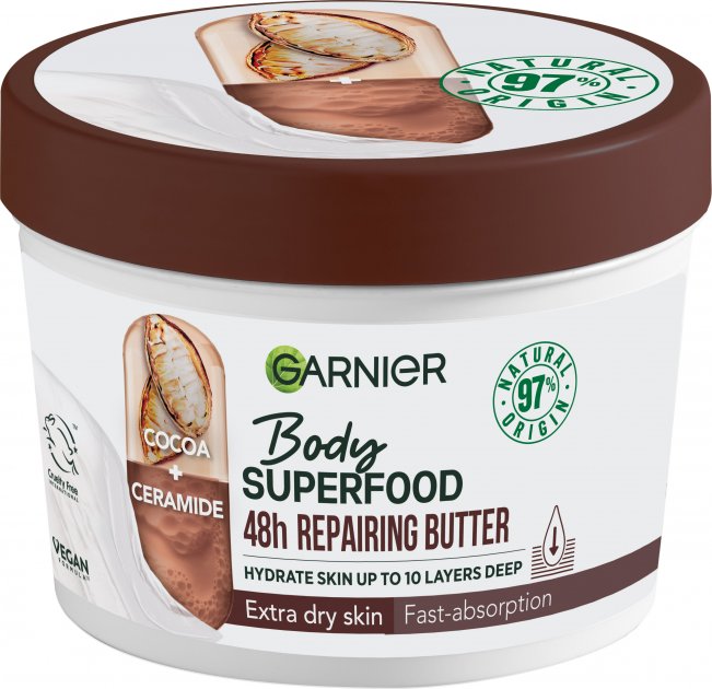 Відновлюючий крем-баттер Garnier Body Superfood Какао, для дуже сухої шкіри, 380 мл - фото 1
