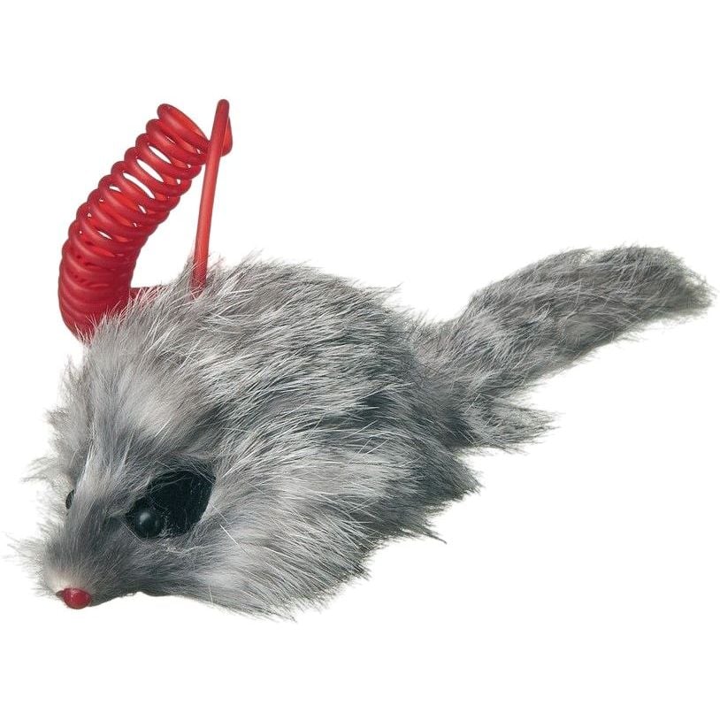 Іграшка для котів Camon Мишка Crazy, на пружинці, 7 см, в асортименті - фото 1