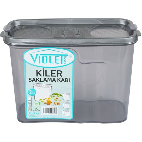 Контейнер для сыпучих продуктов Violet House 0552 Transparent Black, 2 л, черный (0552 Transparent Black) - фото 1