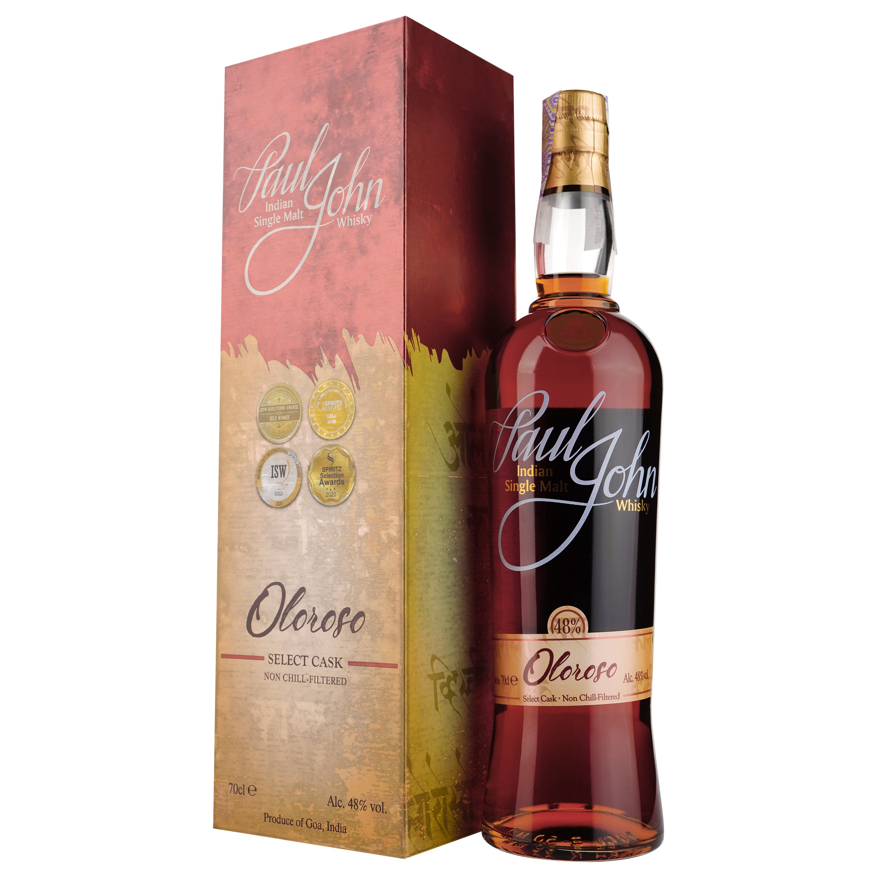 Віскі Paul John Oloroso Single Malt Indian Whisky, в коробці, 48%, 0,7 л - фото 1